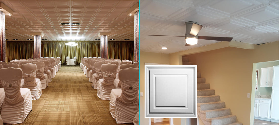 Ceilume Stratford ceiling tiles, Ceilume, stratford ceiling tiles, ceilume stratford, stratford white ceiling tiles, stratford vinyl ceiling tiles, PVC ceiling tiles, best decorative ceiling tiles