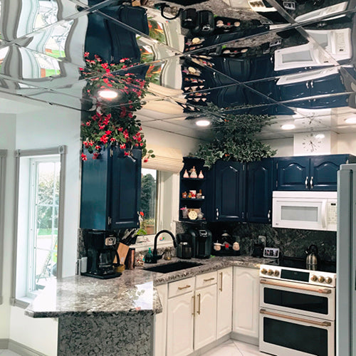 Mirror ceiling tiles, mirror drop ceiling tiles, ceiling mirror tiles, mirror ceiling, mirrored ceiling tiles, kitchen mirror ceiling