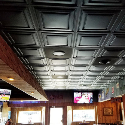 ceilume black, black drop ceiling tiles, stratford black ceiling tiles, black drop ceiling, black stratford tiles